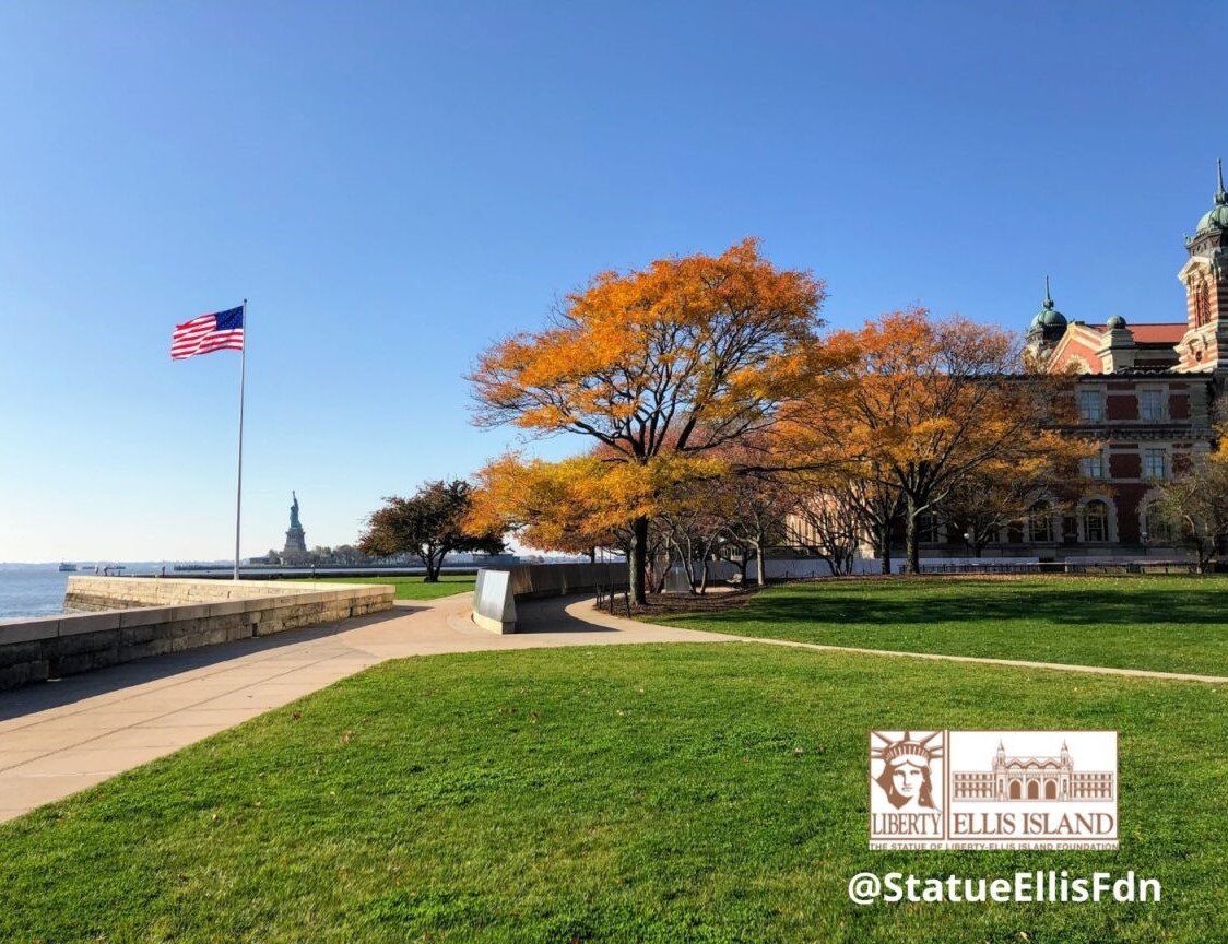 Ellis Island in Autumn, virtual background